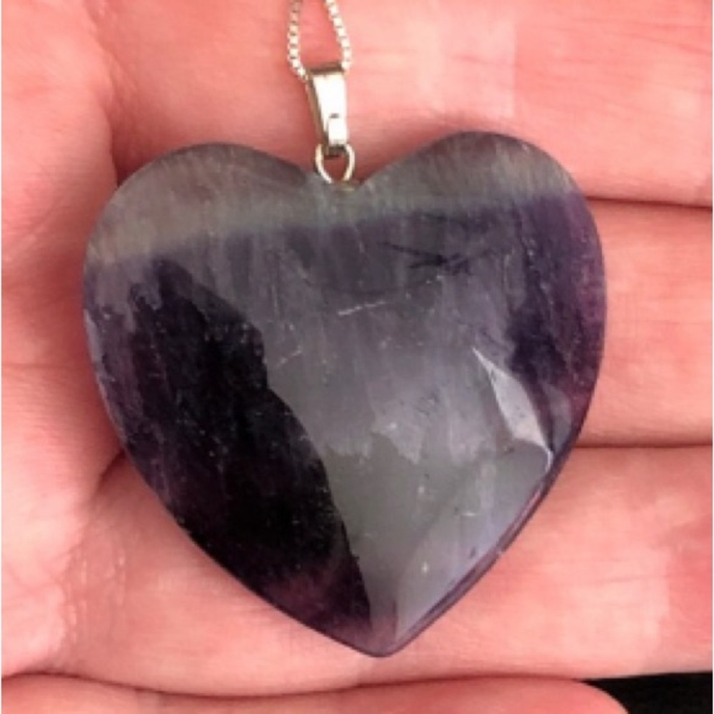 Vintage Amethyst Heart Pendant Sterling Silver Necklace